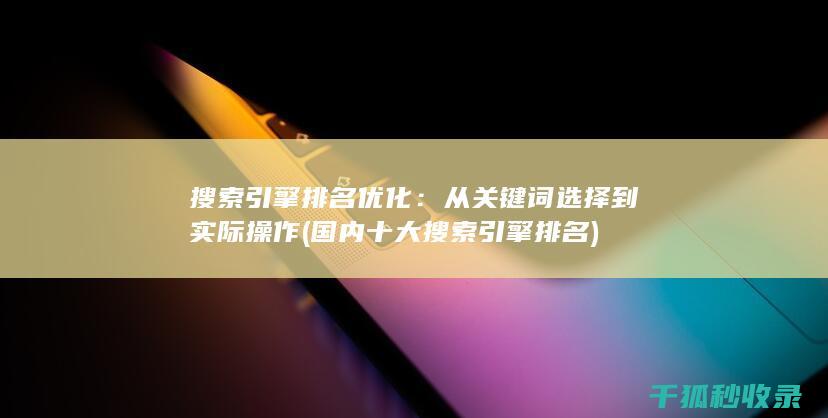 搜索引擎排名优化：从关键词选择到实际操作 (国内十大搜索引擎排名)